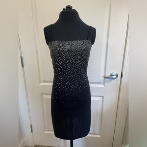 Vintage City Triangles Navy Rhinestone Mini Dress Size S Party Cocktail Formal